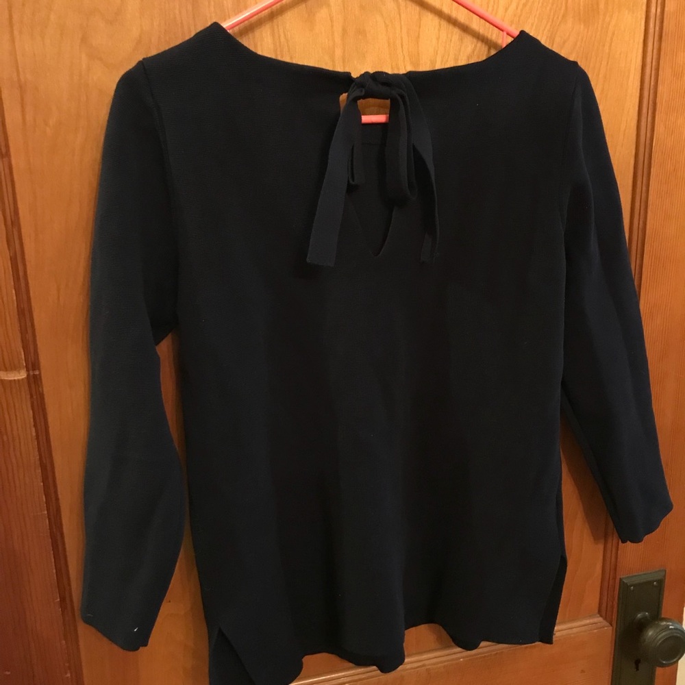 NWT Ann Taylor Navy Shirt with Bow